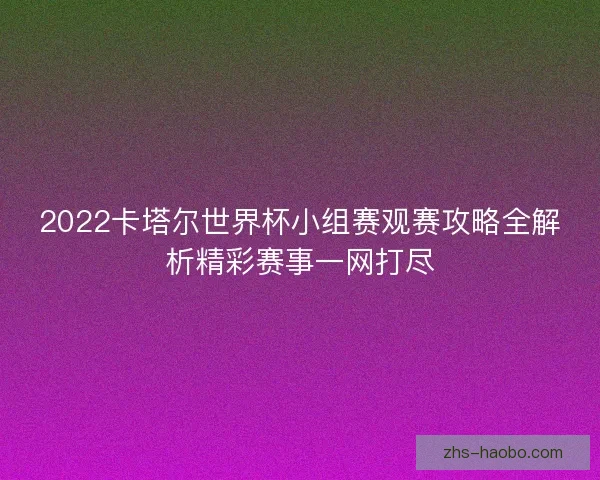 2022卡塔尔世界杯小组赛观赛攻略全解析精彩赛事一网打尽 2022卡塔尔世界杯小组赛观赛攻略全解析精彩赛事一网打尽