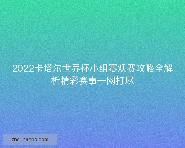 2022卡塔尔世界杯小组赛观赛攻略全解析精彩赛事一网打尽